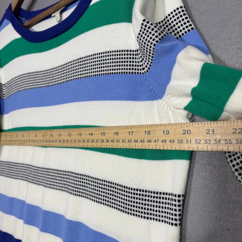 Talbots Striped Knit Sweater 3/4 Sleeve Colorful Preppy Coastal Soft Casual‎ XL